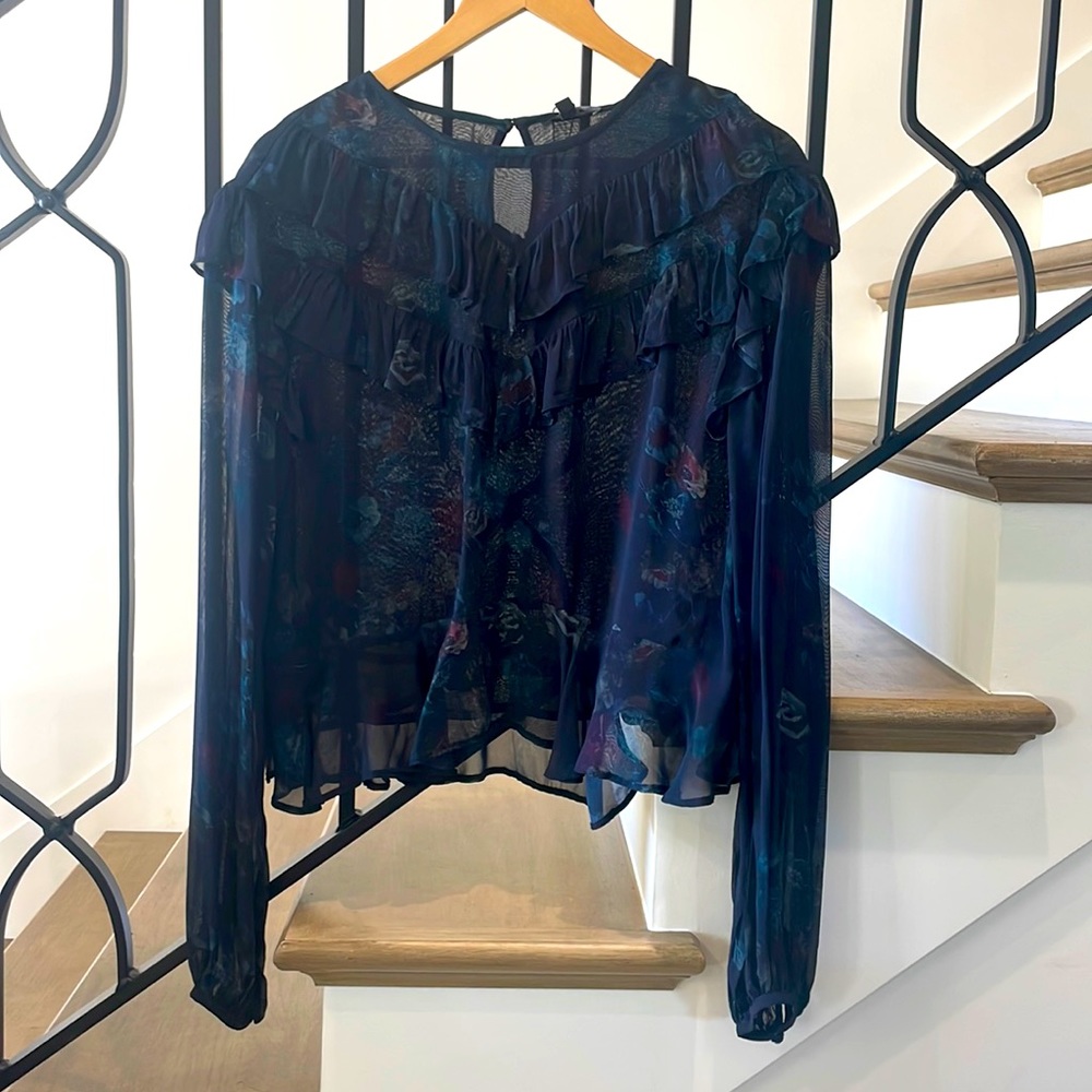 NWT Joes Long Sleeve Flowy Ruffle Blouse